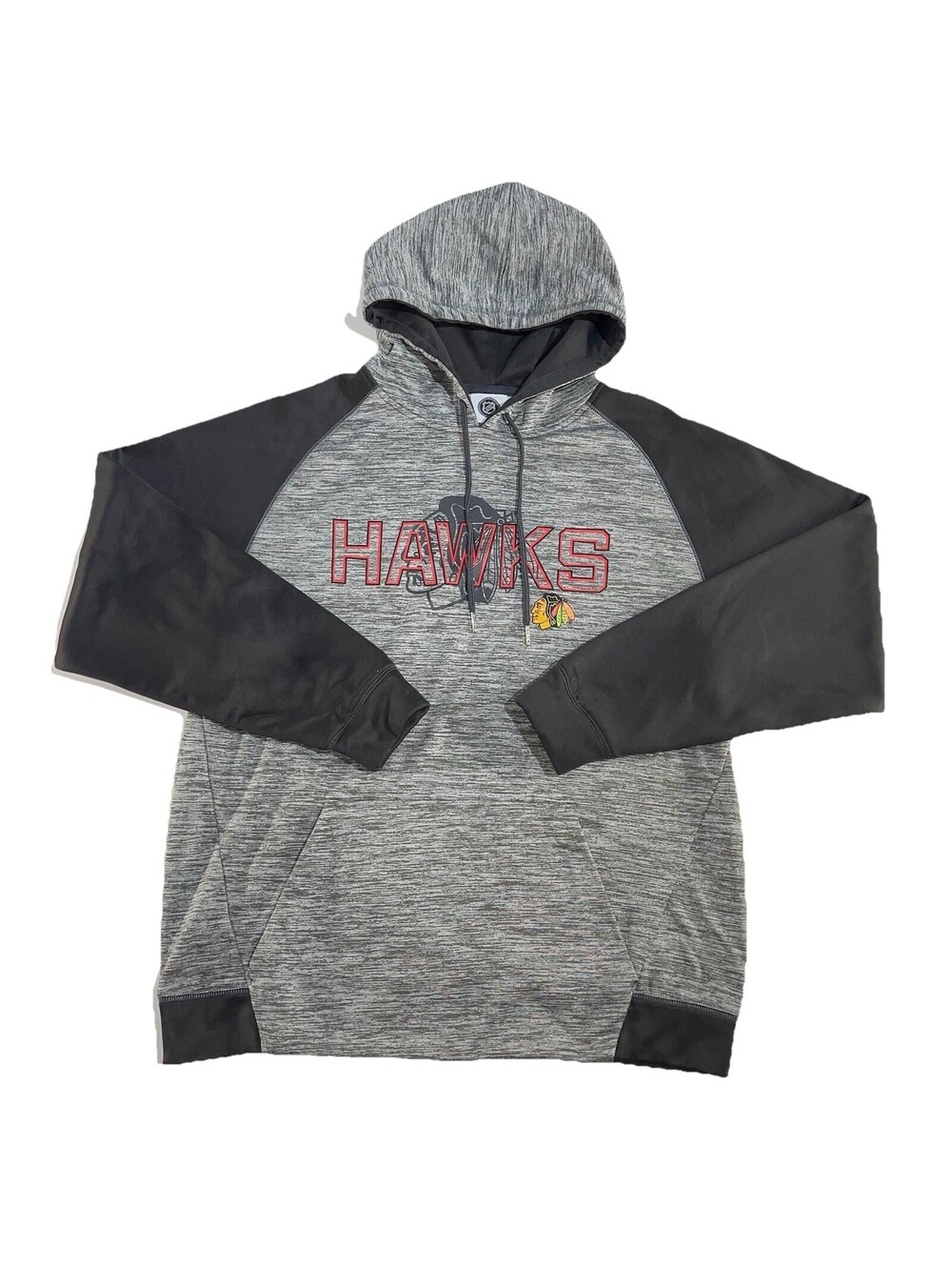 Chicago Blackhawks NHL Hoodie Mens Large Gray Black Pullover Hooded Sweatshirt